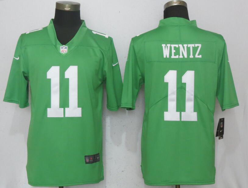 Men Philadelphia Eagles #11 Wentz Wentz Green Vapor Untouchable Nike Limited NFL Jerseys->->NFL Jersey